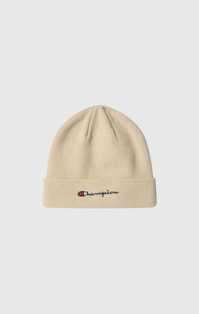Champion Beanie mit Vollständig Gesticktem Logo Weiß gebrochen