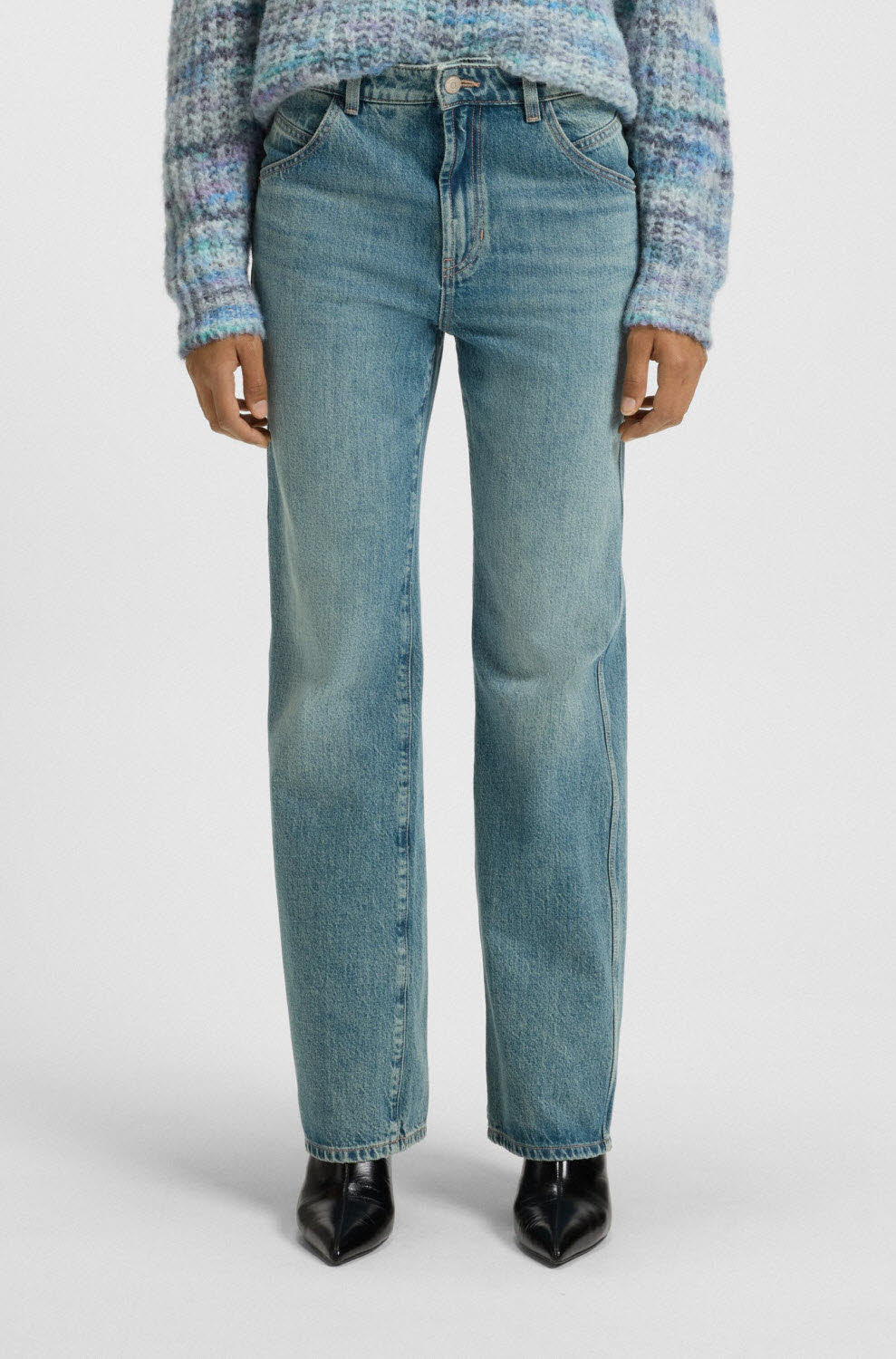 BOSS Jeans aus festem Denim mit smaragdgrünem Finish und geradem Beinverlauf