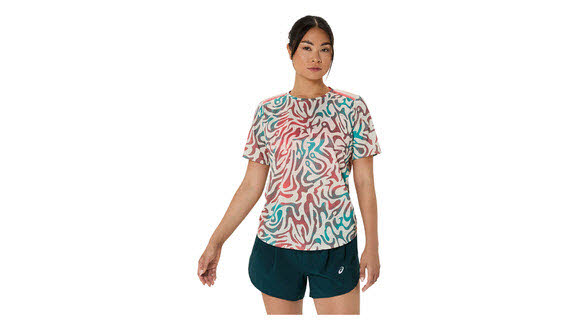 Asics ROAD ALL OVER PRINT SS TOP Damen Laufshirt
