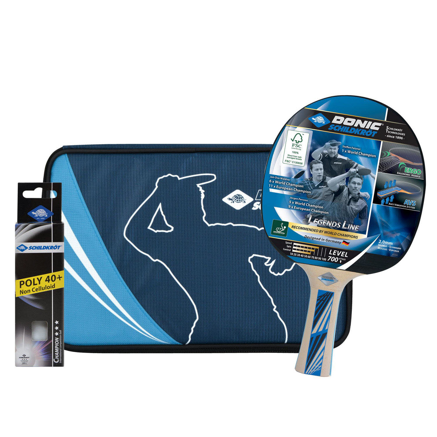Donic-Schildkröt Tischtennis-Premium-Geschenkset Legends 700 FSC