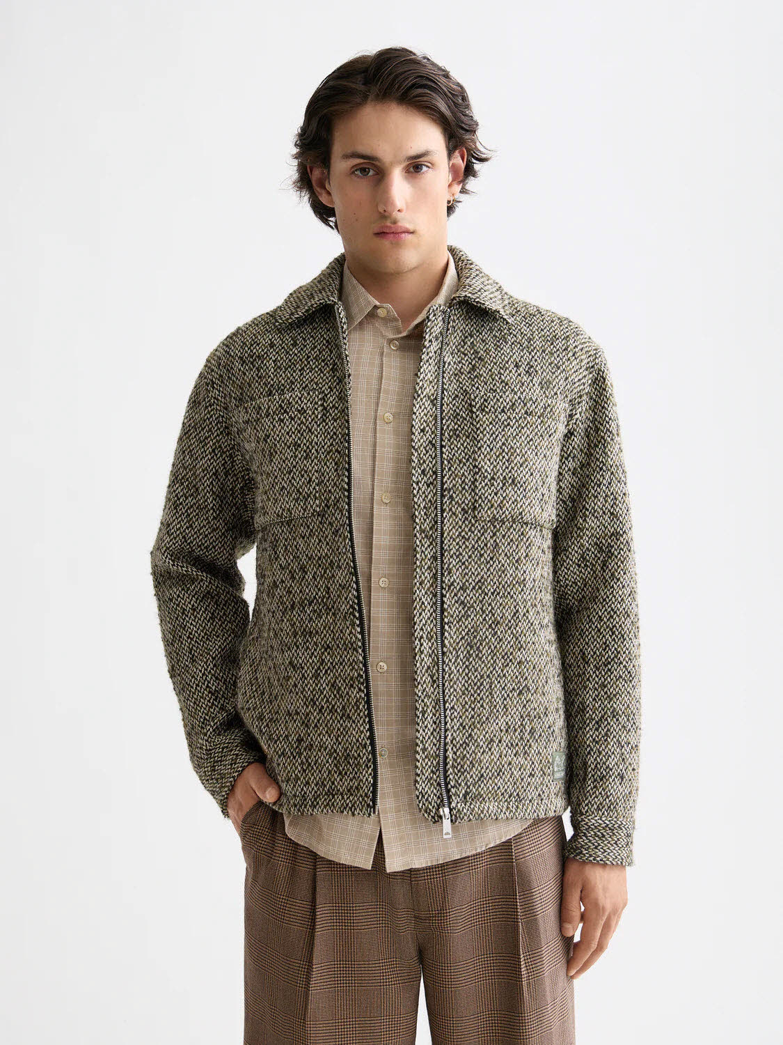 Scotch & Soda Multicoloured tweed wool-blend overshirt Herren