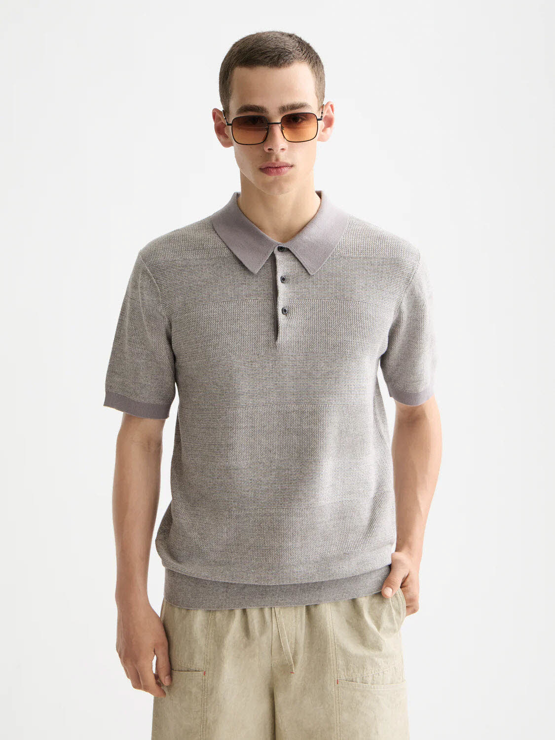 Scotch & Soda Knitted tonal striped regular polo Herren