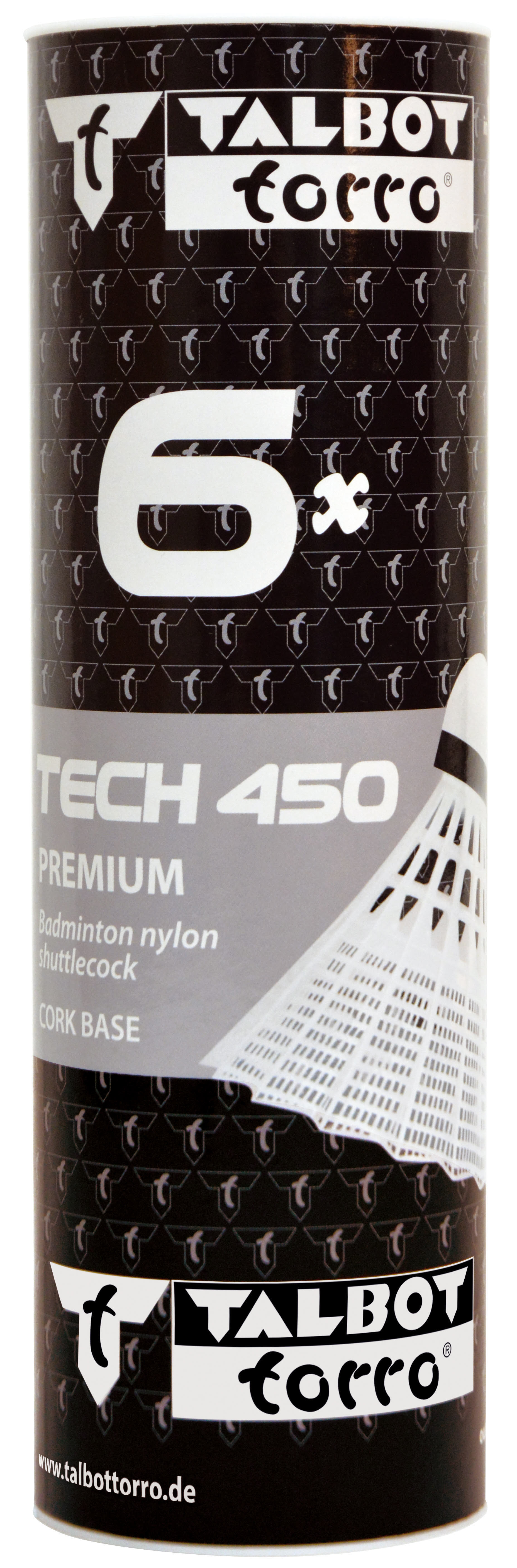 Talbot-Torro Badmintonball Tech 450, Premium Nylonfederball, 6er Dose, Korb:weiß blau/medium