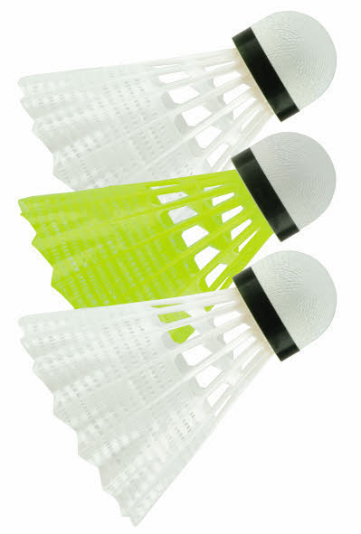 Talbot-Torro Badmintonball Tech 150, Kunststofffederball, 3er Dose, 2x weiß, 1x gelb