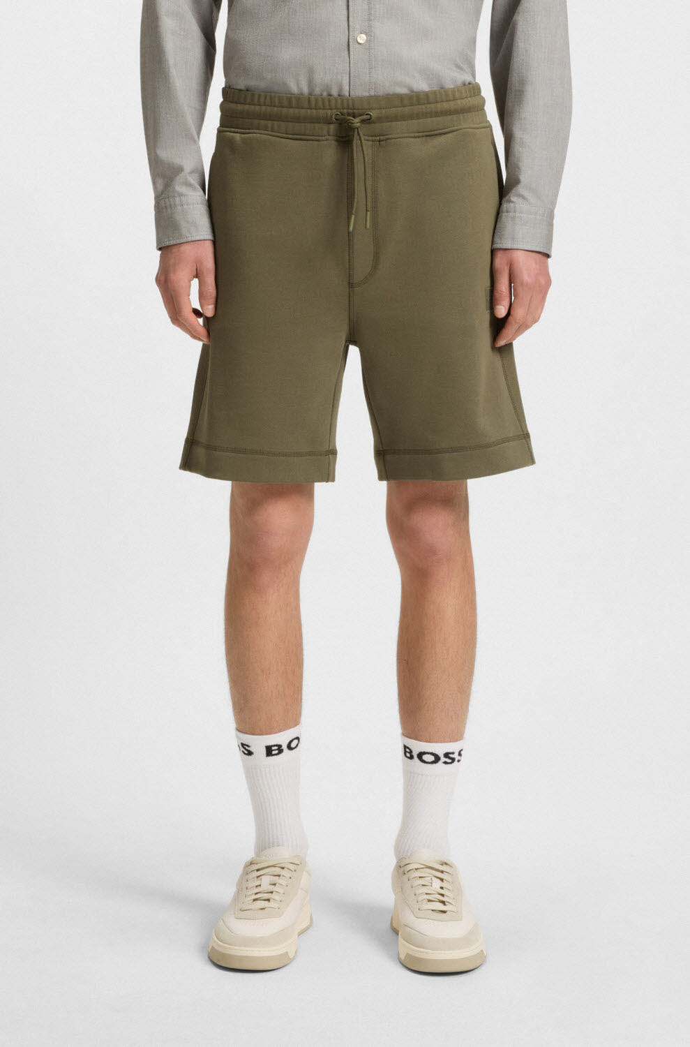 BOSS Relaxed-Fit Shorts aus Baumwoll-Terry mit Logoabzeichen
