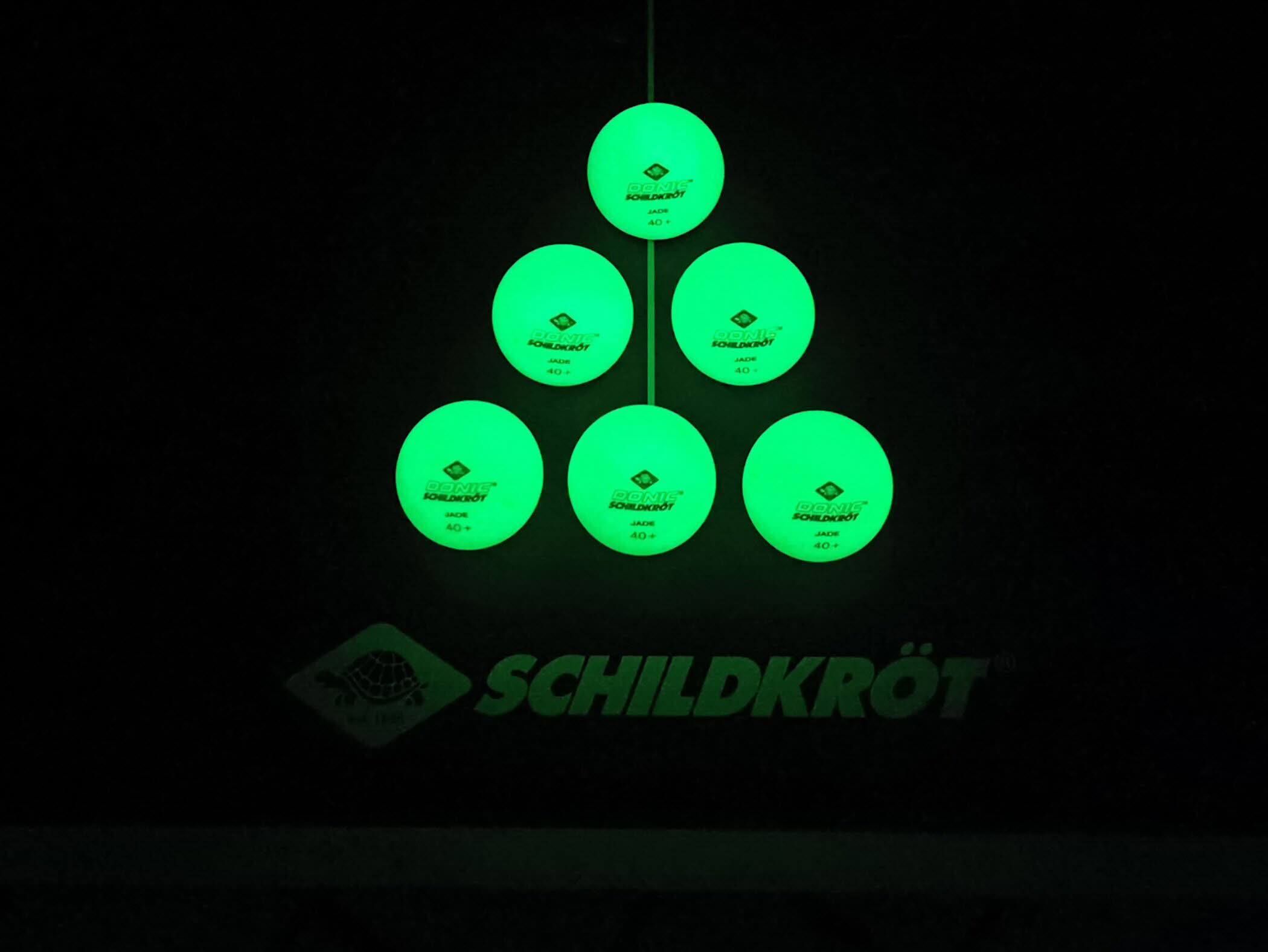 Donic-Schildkröt Tischtennisball Glow in the Dark, 6 floureszierende Bälle in Poly 40+ Qualität
