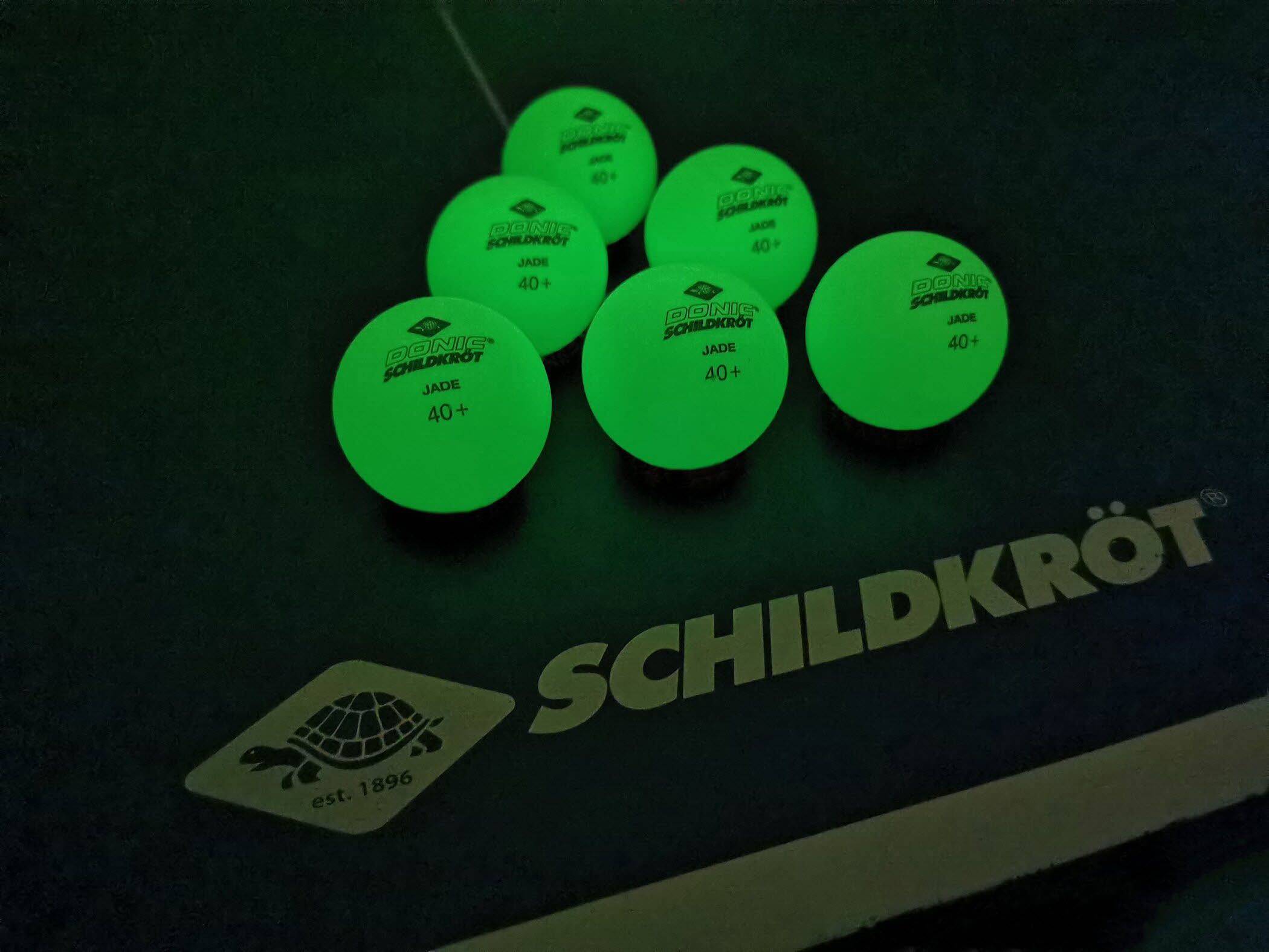 Donic-Schildkröt Tischtennisball Glow in the Dark, 6 floureszierende Bälle in Poly 40+ Qualität